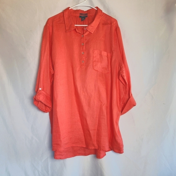 Jones & CO Jones New York 100% Linen Papaya Tunic Top Size 2X - Picture 1 of 8